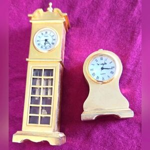 Vintage set of brass miniature clocks